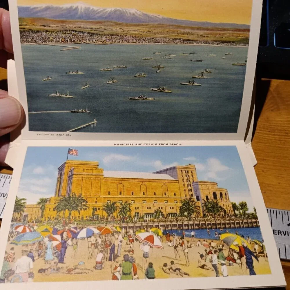 Vintage 30s Souvenir Folder Long Beach California Queen of the Beaches